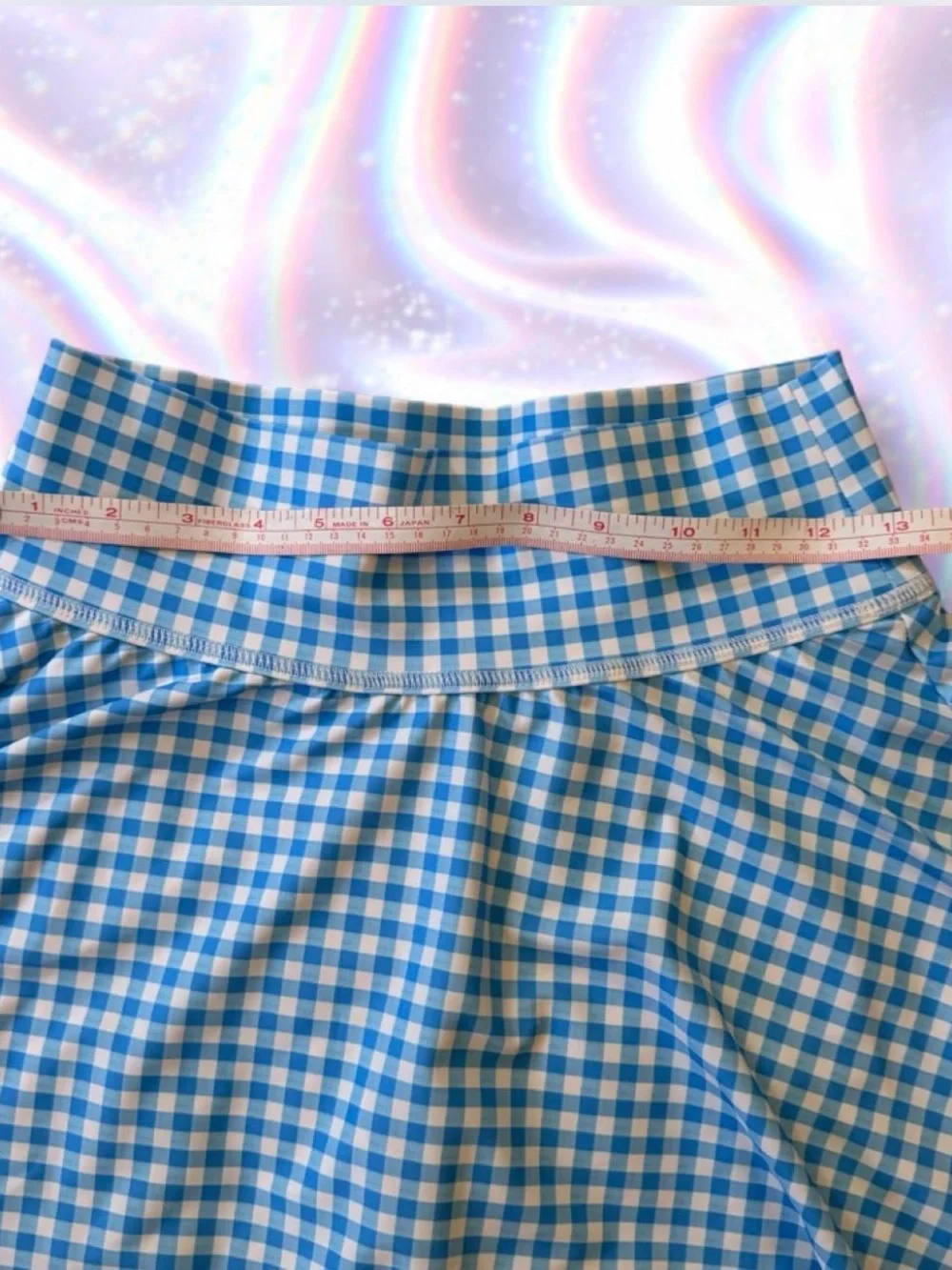 all in motion Blue Gingham Flared Skort